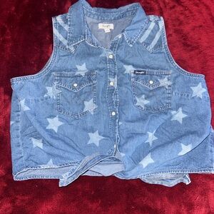 Wrangler Blue Star Pattern Denim Vest